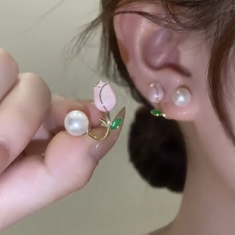 Fancy latest Korean design ear stud with pearl