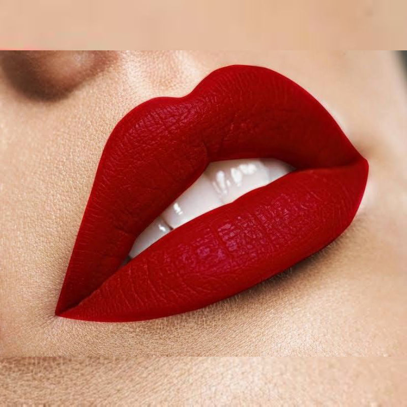 Vibrant red lipstick